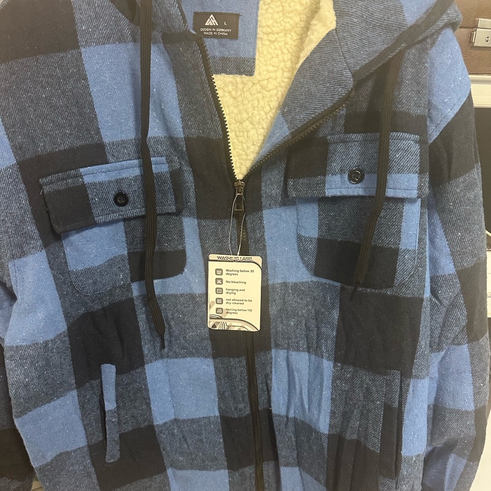 Blue and Black Plaid Men's Jacket